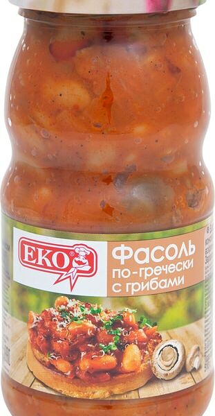 Фасоль Eko По-гречески с грибами 510г