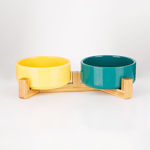 Миски керамические для кошек и собак, 13,5х5,5 см, оранжево-зеленый