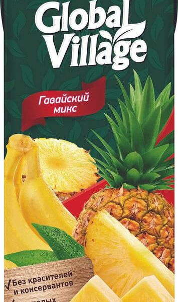 Напиток Global Village Гавайский микс из ананаса и банана сокосодержащий 1.93л