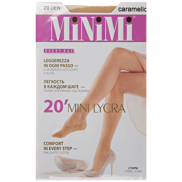 Подследники MINIMI Mini 20 den caramello 0 тонкие эластичные, 2пары