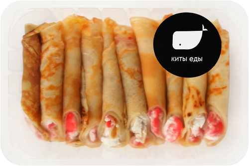 

Блинчики КИТЫ ЕДЫ с творогом и малиновым джемом вес