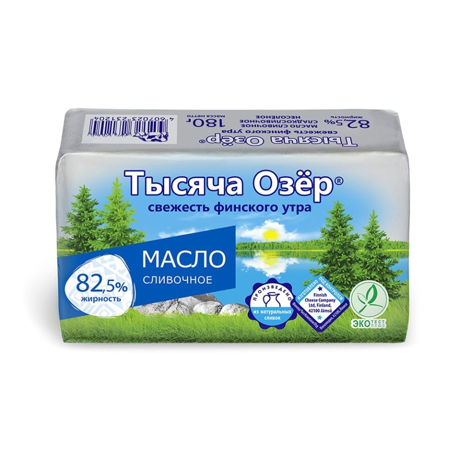 

Масло сливочное Тысяча Озёр 82.5% 180 г