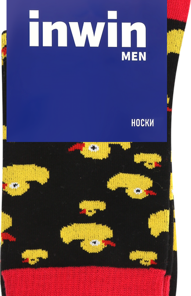 Носки мужские INWIN р. 25–29 черный/красный с уточками, Арт. BPF21/men01-duck