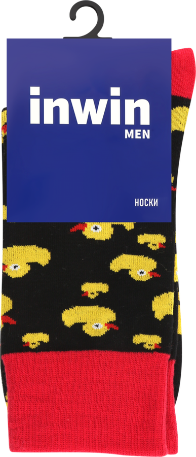 

Носки мужские INWIN р. 25–29 черный/красный с уточками, Арт. BPF21/men01-duck