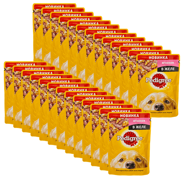 Корм для собак PEDIGREE ягненок в желе конс. пауч 85г (упаковка - 28 шт)