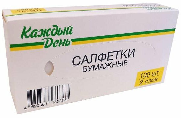 Салфетки косметические Каждый день в боксе, 100 шт
