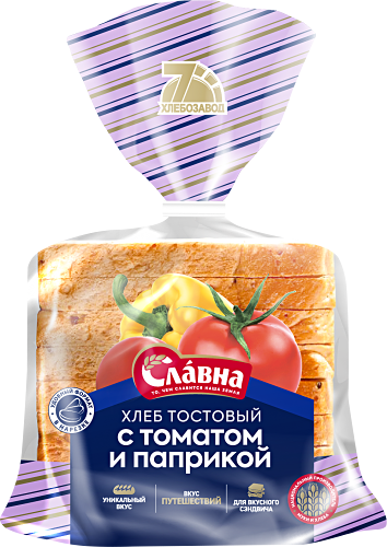 Хлеб Славна Тостовый с томатом и паприкой нарезка, 400 г