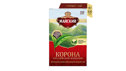 Чай черный МАЙСКИЙ Корона Российской Империи Цейлонский байховый листовой, 100г