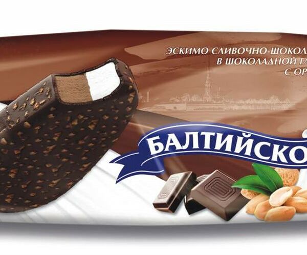 Мороженое Ленинградский Хладокомбинат №1 Балтийское, эскимо двухслойное
