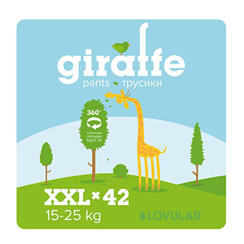 

Подгузники-трусики Lovular Giraffe XXL (15-25 кг), 42 шт.