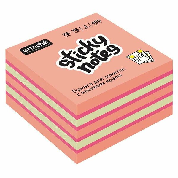 Стикеры Attache Selection куб 76х76, розовый 400 л