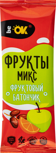 

Батончик фруктово-ореховый BE OK со вкусом фруктового микса, 30г