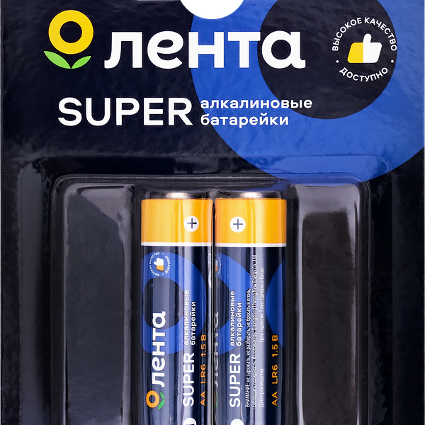 Элемент питания ЛЕНТА АА, LR6, 1,5В, алкалиновый Арт. ALR602, 2шт