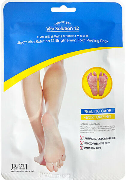 Осветляющая маска-пилинг для ног Jigott Vita Solution 12 Brightening Foot Peeling Pack