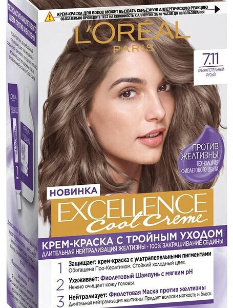 Крем-краска для волос Loreal Paris Excellence Cool Creme 7.11 Ультрапепельный русый