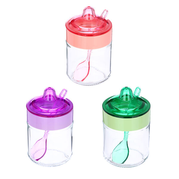 Herevin банка для специй с ложкой, стекло, 200мл, 3 цвета в ассортименте