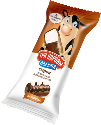 Сырок Три коровы Два кота Картошка творожный глазированный 16.5% 30 г