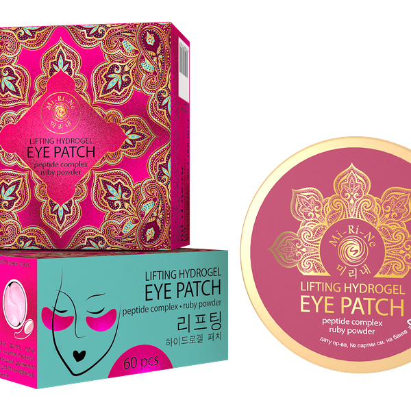 Mi-Ri-Ne Гидрогелевые лифтинг-патчи для области вокруг глаз с комплексом пептидов и рубиновой пудрой 90 г
