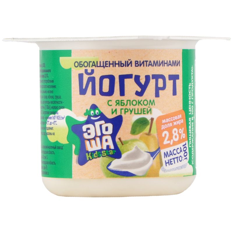 

Йогурт Эгоша детский вязкий яблоко-груша 2.8% 100г