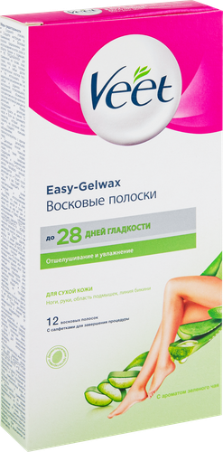 

Полоски восковые Veet для сухой кожи с алоэ вера и молочком лотоса 12 шт.