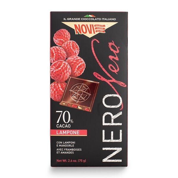 Шоколад горький Novi c малиной и миндалём 75г, Италия