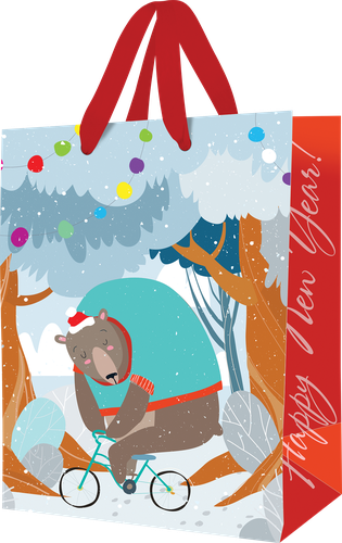 

Пакет подарочный MESHU Snowy Bear, новогодний, 26х32х12см
