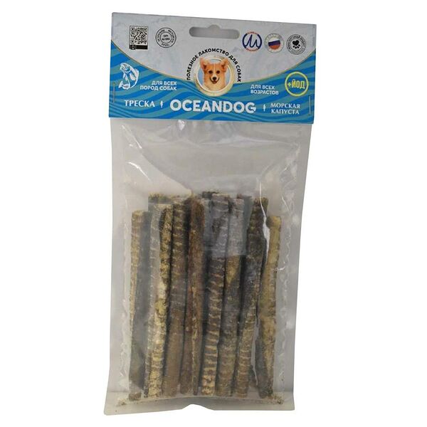 Лакомство для собак OCEANDOG из сушеной кожи атлантической трески с ламинарией