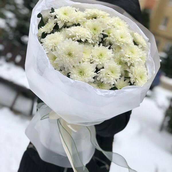 Букет белый из хризантем