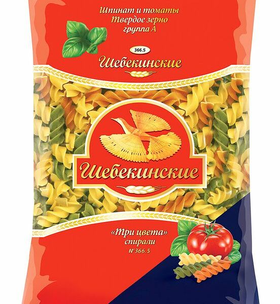 Макароны Шебекинские три цвета №366.5 спирали, 450г