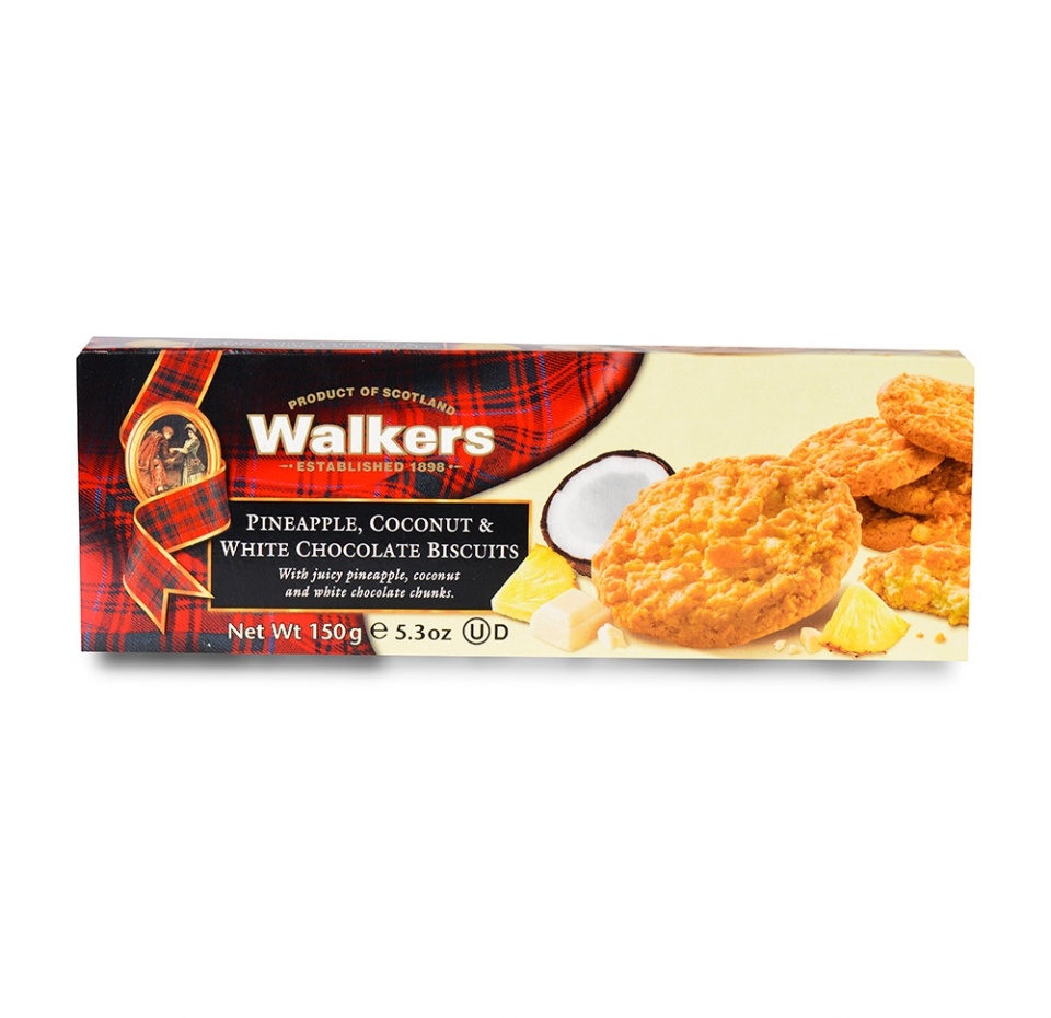 

Печенье Walkers с ананасом, кокосом и белым шоколадом 150 г Великобритания