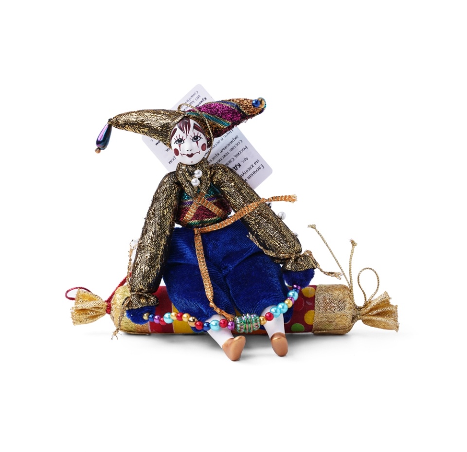 

Ёлочная игрушка Кукольная мастерская на Ланском Скоморох на хлопушке