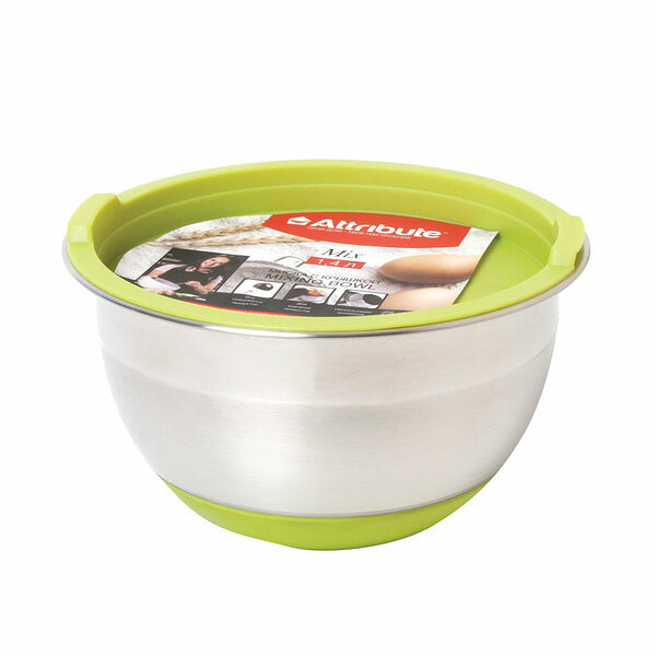 Миска стальная с крышкой Attribute steel MIX 16х9,5см 1,4л цвет в ассортименте