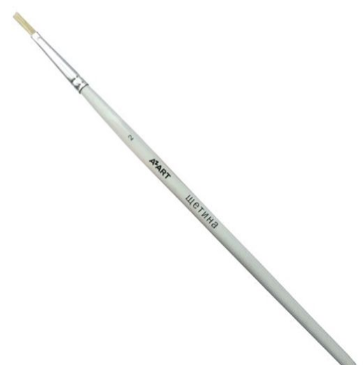 Кисть щетина плоская №2, кор. ручка  AZART