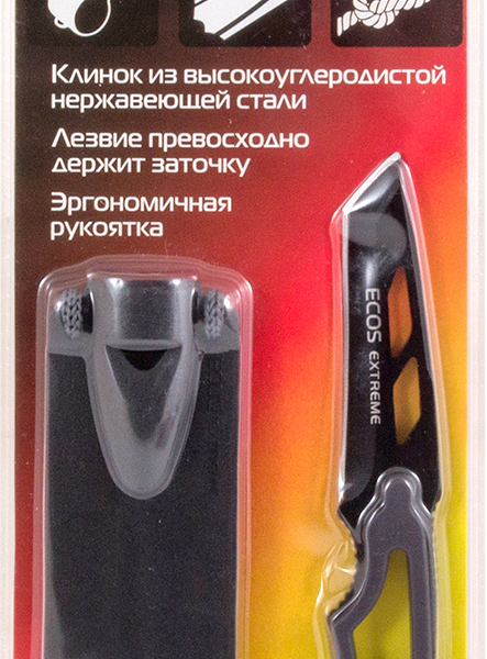 Нож туристический в ножнах ECOS EX-SW-B01G со свистком, цвет зеленый, Арт. 325123/325124/325125