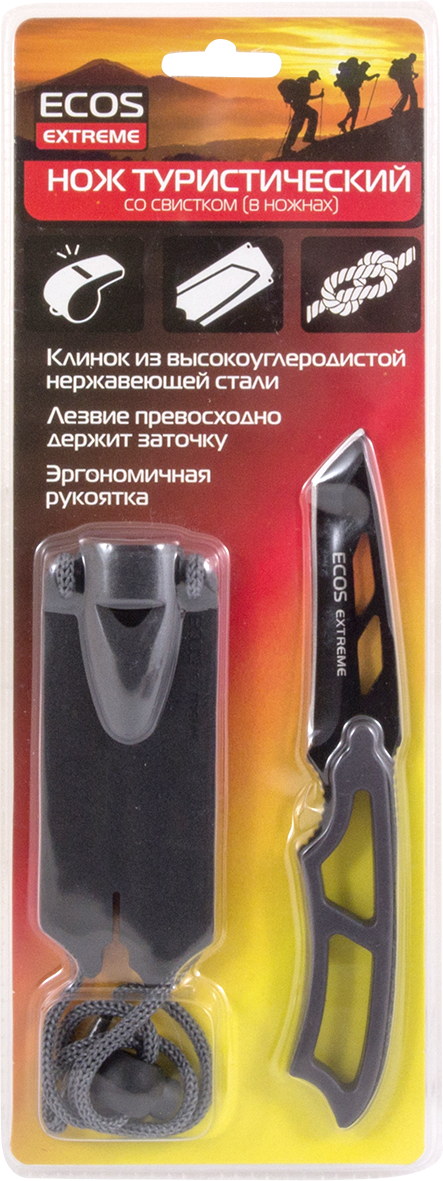 

Нож туристический в ножнах ECOS EX-SW-B01G со свистком, цвет зеленый, Арт. 325123/325124/325125