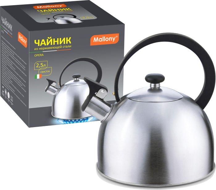 

Чайник со свистком Mallony Opera нержавеющая сталь индукция 2.5 л