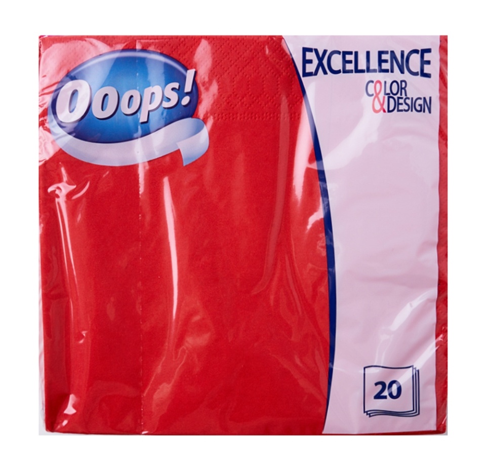 

Салфетки Ooops! Excellence цветные, 3 слоя 33x33 см, в ассортименте 20шт, Венгрия