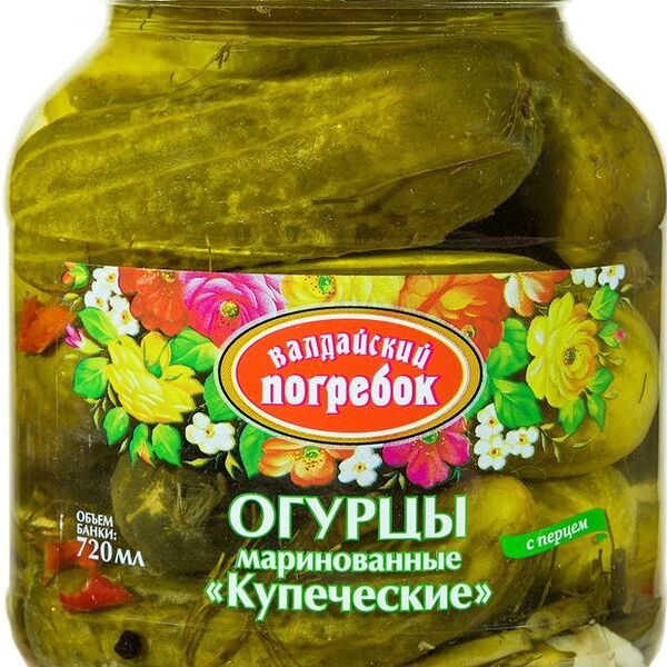 Огурцы Валдайский Погребок Купеческие маринованные, 650г