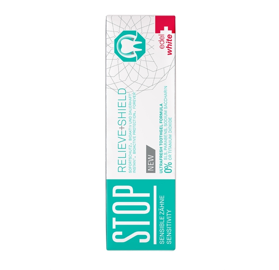 

Зубная паста-гель edel+white Stop Sensitive Relieve+Shield (стоп Чувствительность+Защита) Scanderra Gmbh 75 мл, Швейцария