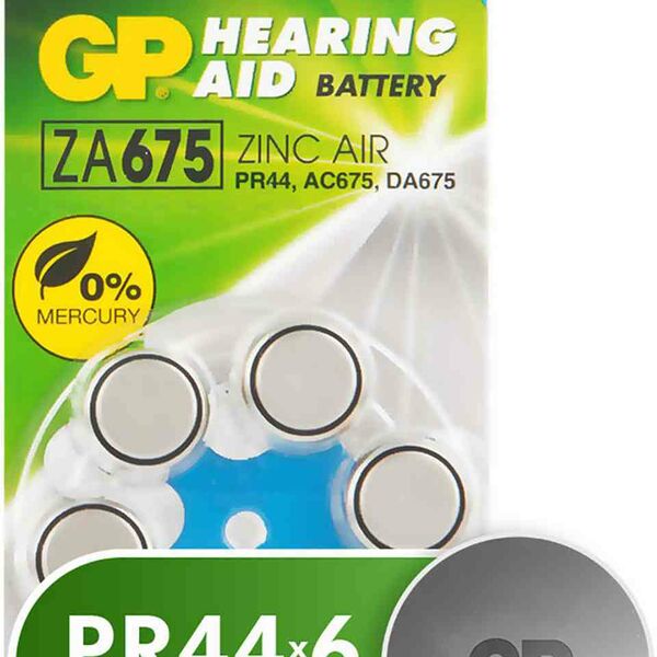 Батарейки воздушно-цинковые GP Hearing Aid ZA675/PR44/V675A/AC675/DA675 для слуховых аппаратов и бытовой техники, 6 шт.
