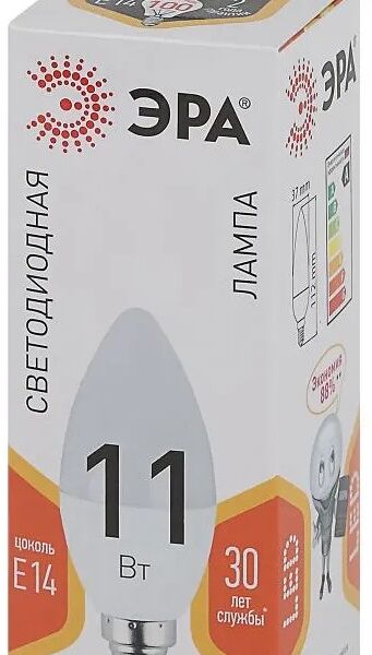 Лампа светодиодная эра b35-11 w-827-e14 теплый белый свет