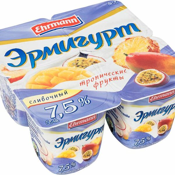 Продукт йогуртный Эрмигурт Тропические фрукты 7.5%, 100г