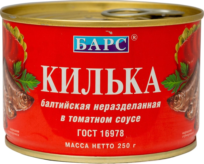 

Килька Барс балтийская неразделанная в томатном соусе 250 г