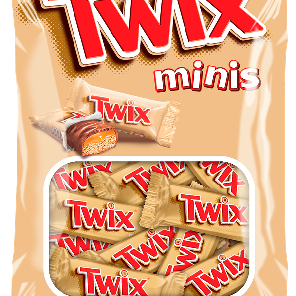Шоколадные батончики Twix Minis песочные с карамелью покрытые молочным шоколадом