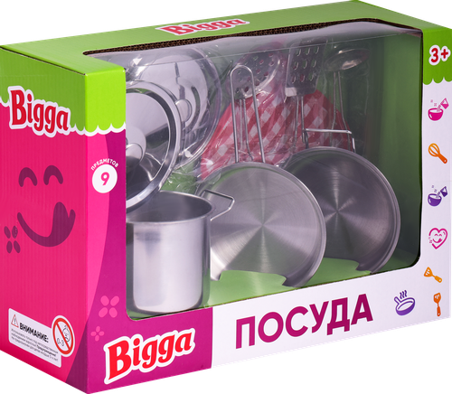 

Игровой набор BIGGA Посуда, 9 предметов, Арт. LK924067