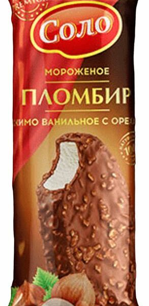 Эскимо Соло пломбир ванильный в глазури с орехами 15% 70г
