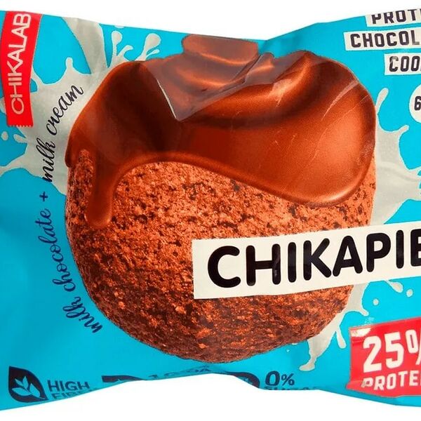 Печенье протеиновое Chikalab шоколадное с начинкой молочный крем, глазированное