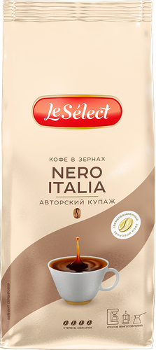 Кофе зерновой LE SELECT Nero Italia жареный, 1кг