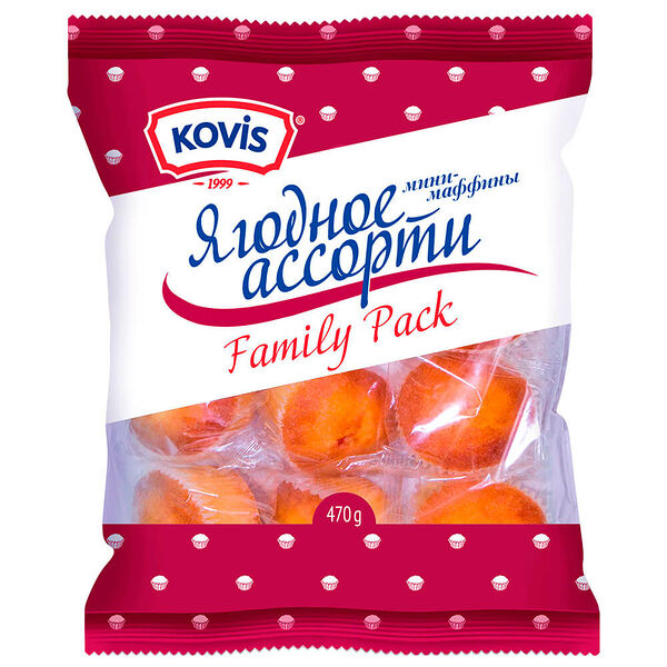 Мини-маффины Kovis 470г с фруктово ягодной начинкой Раменский КК