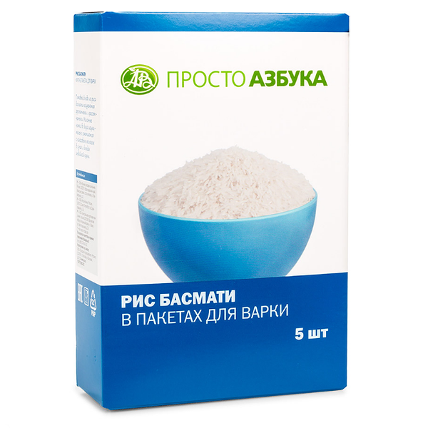Рис басмати, «Просто Азбука», 5х100 г, в пакетиках, Россия